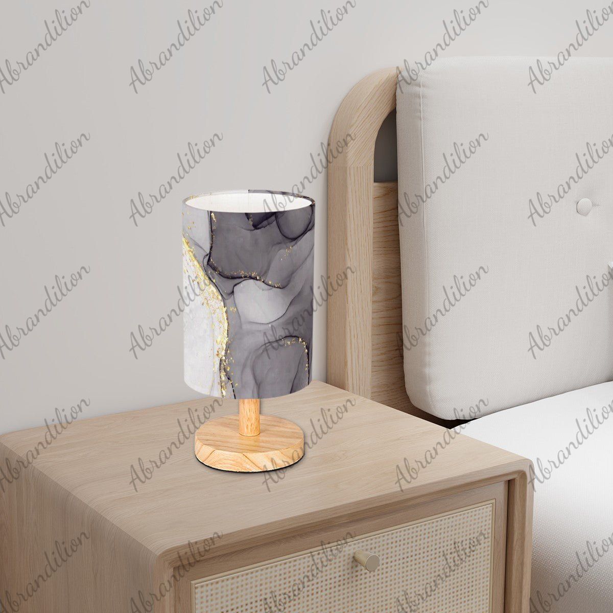 Black White and Gold Ink Flow - Table Lamp - abrandilion