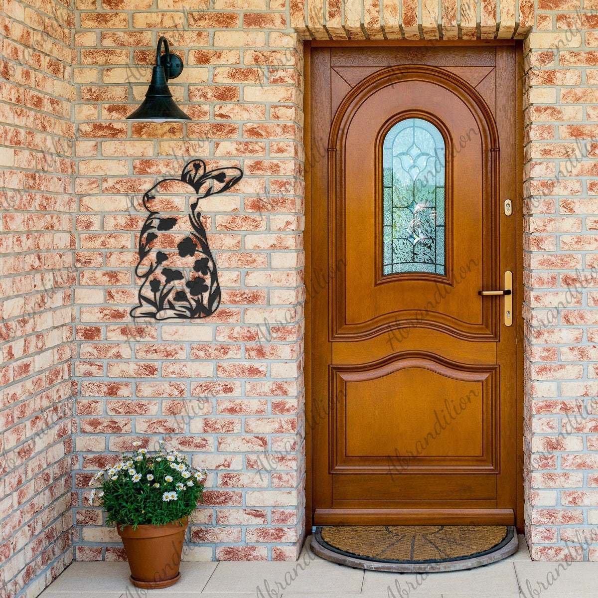 Bunny with Flowers | Metal Wall Art - abrandilion