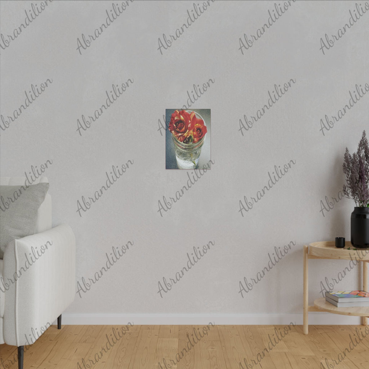 Floral Wall Art Canvas - Elegant Roses in Jar Decor - abrandilion