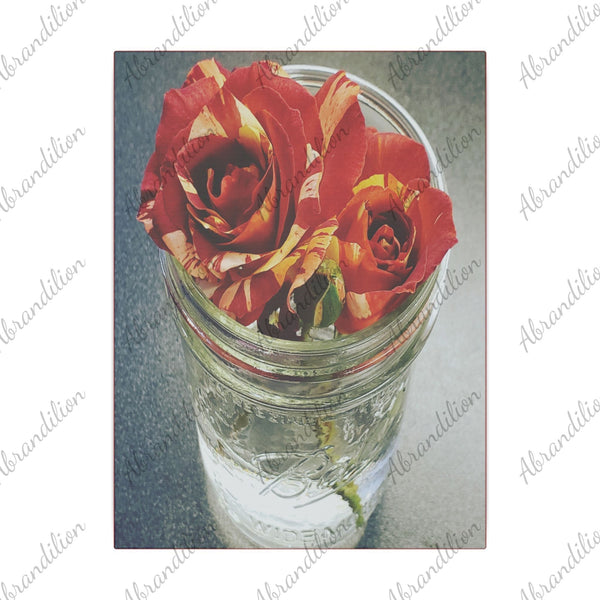 Floral Wall Art Canvas - Elegant Roses in Jar Decor - abrandilion