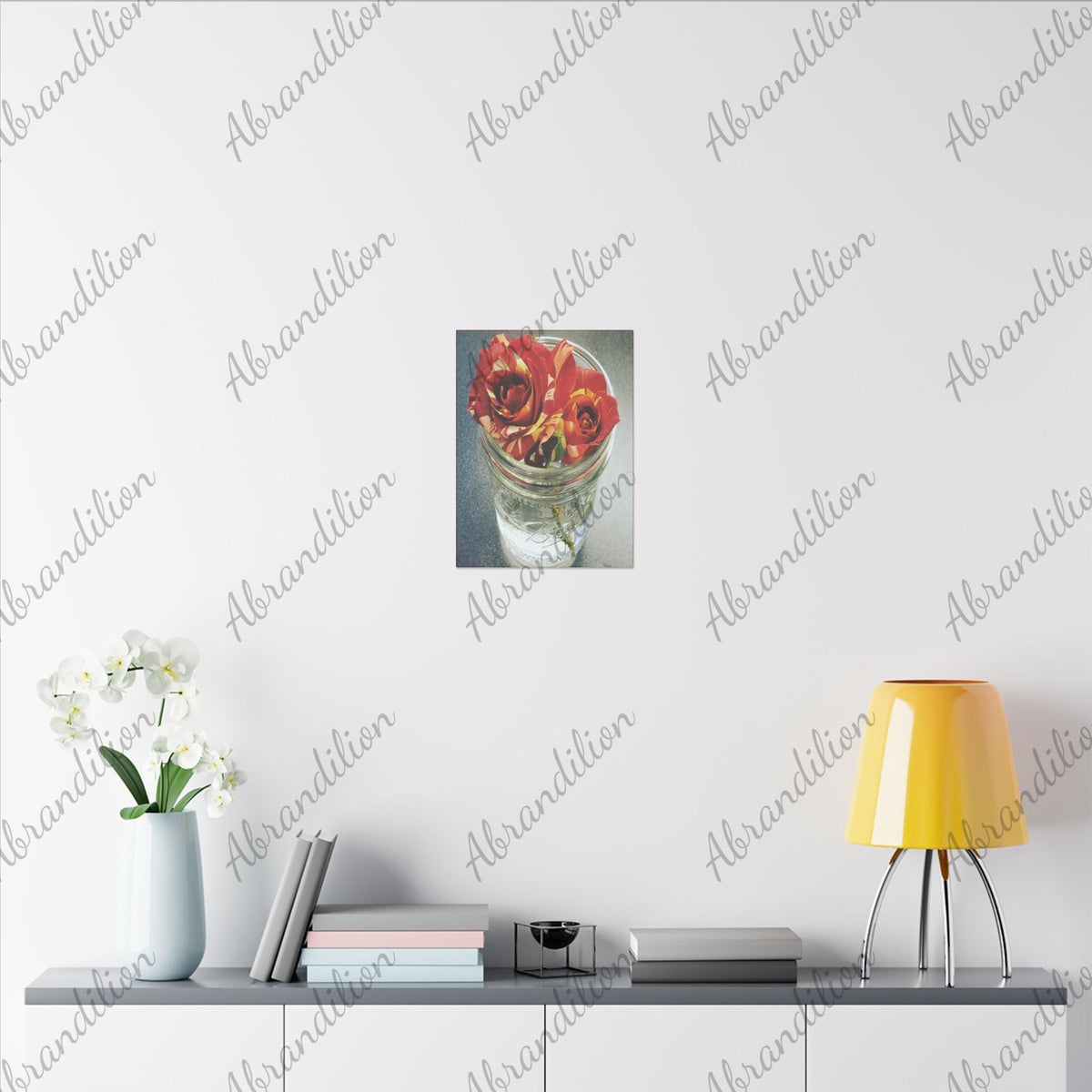 Floral Wall Art Canvas - Elegant Roses in Jar Decor - abrandilion