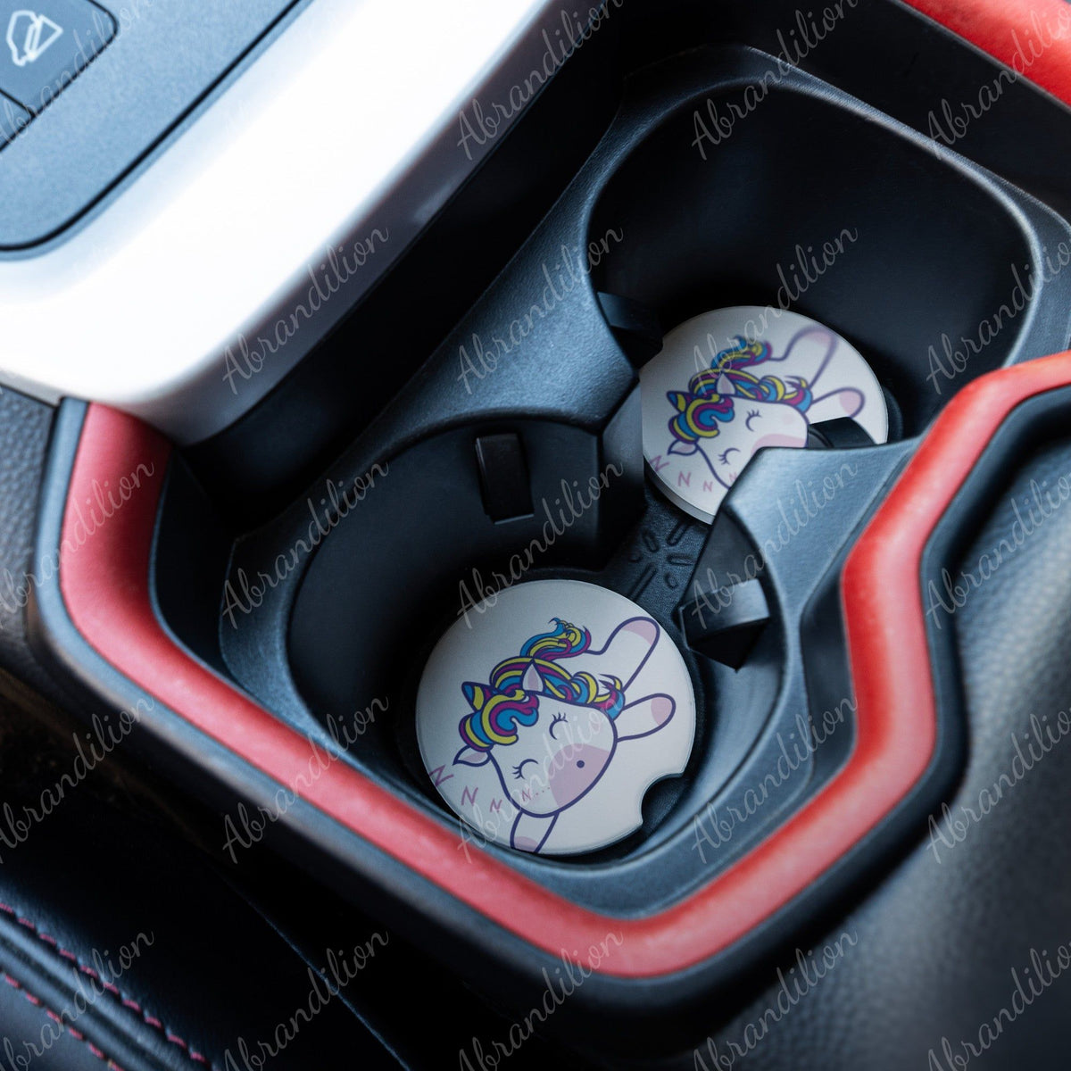 Sleepy Unicorn Car Coasters | Set of 2 - abrandilion