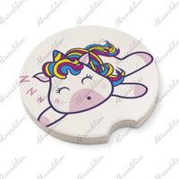 Sleepy Unicorn Car Coasters | Set of 2 - abrandilion