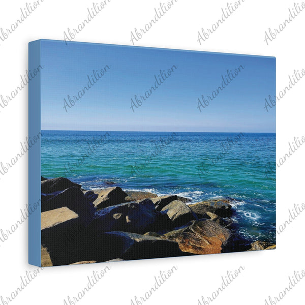 Boulders and Waves Stretched Canvas | Wall Art | 12x9in | Ethically Sourced - abrandilion