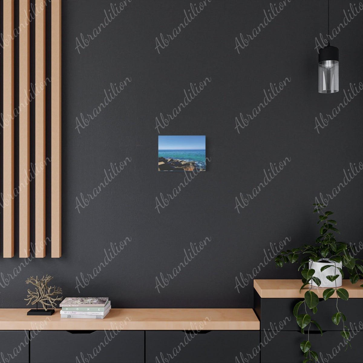 Boulders and Waves Stretched Canvas | Wall Art | 12x9in | Ethically Sourced - abrandilion