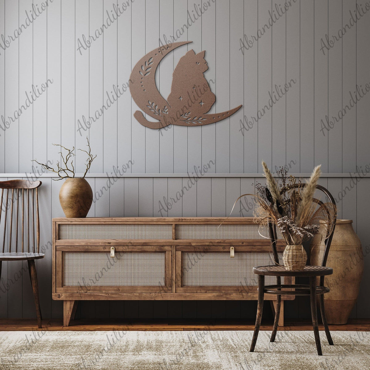 Cat Sitting on Moon | Wall Art | Crescent Moon - abrandilion