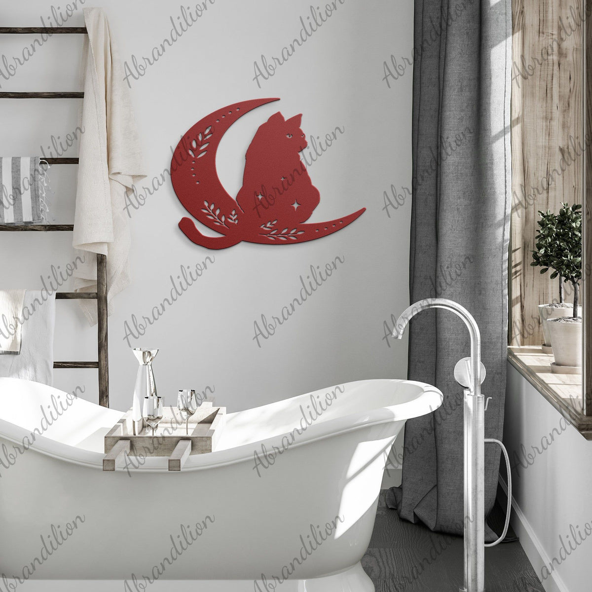 Cat Sitting on Moon | Wall Art | Crescent Moon - abrandilion
