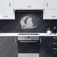 Cat Sitting on Moon | Wall Art | Crescent Moon - abrandilion