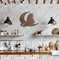 Cat Sitting on Moon | Wall Art | Crescent Moon - abrandilion