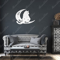 Cat Sitting on Moon | Wall Art | Crescent Moon - abrandilion