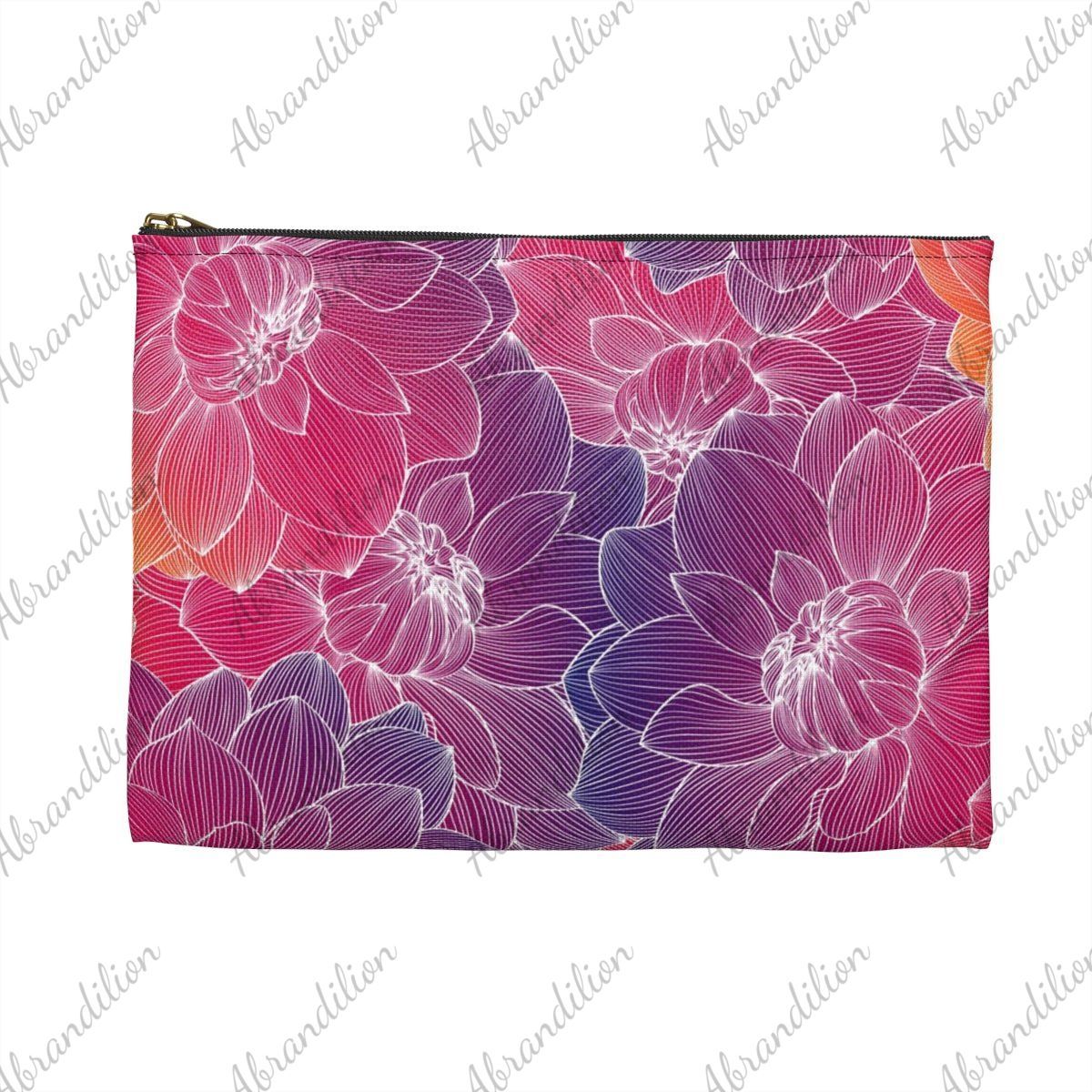 Colorful Dahlia Accessory Pouch | Polyester - abrandilion