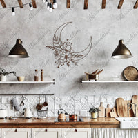 Moon and Flowers | Die Cut Metal Sign - abrandilion