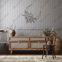 Moon and Flowers | Die Cut Metal Sign - abrandilion