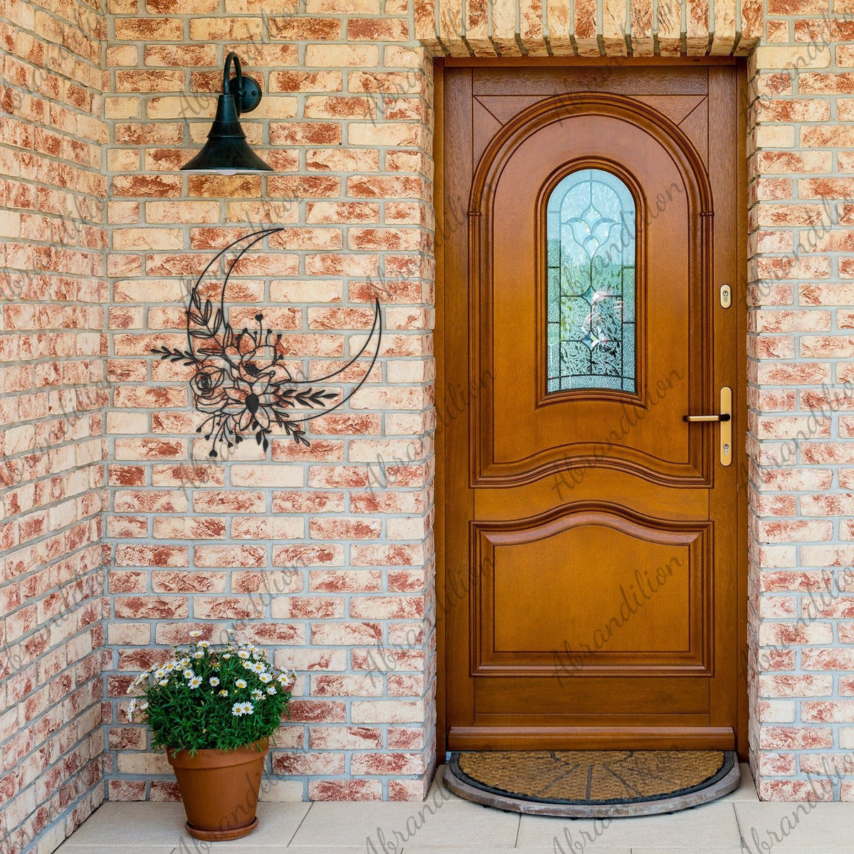 Moon and Flowers | Die Cut Metal Sign - abrandilion