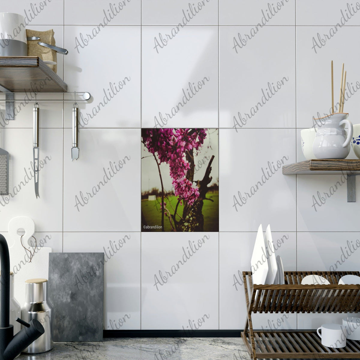 Pink Blooms Ceramic Photo Tile - abrandilion