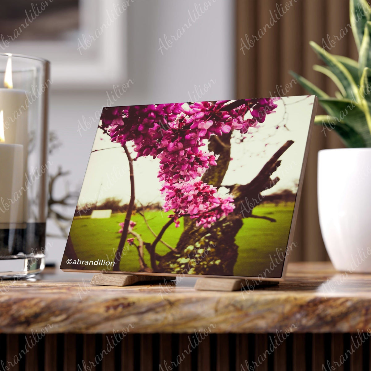 Pink Blooms Ceramic Photo Tile - abrandilion