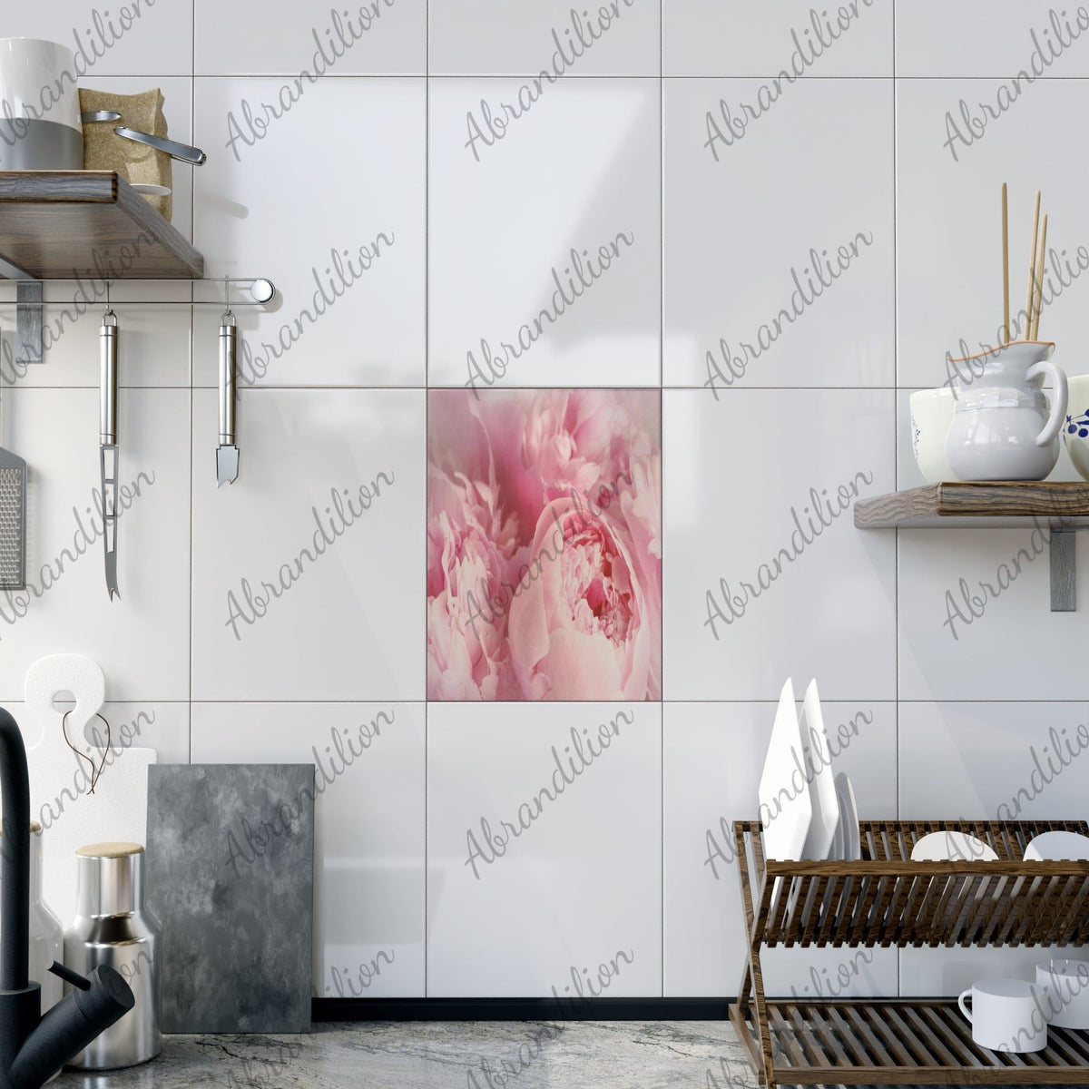 Pink Peony Ceramic Photo Tile - abrandilion