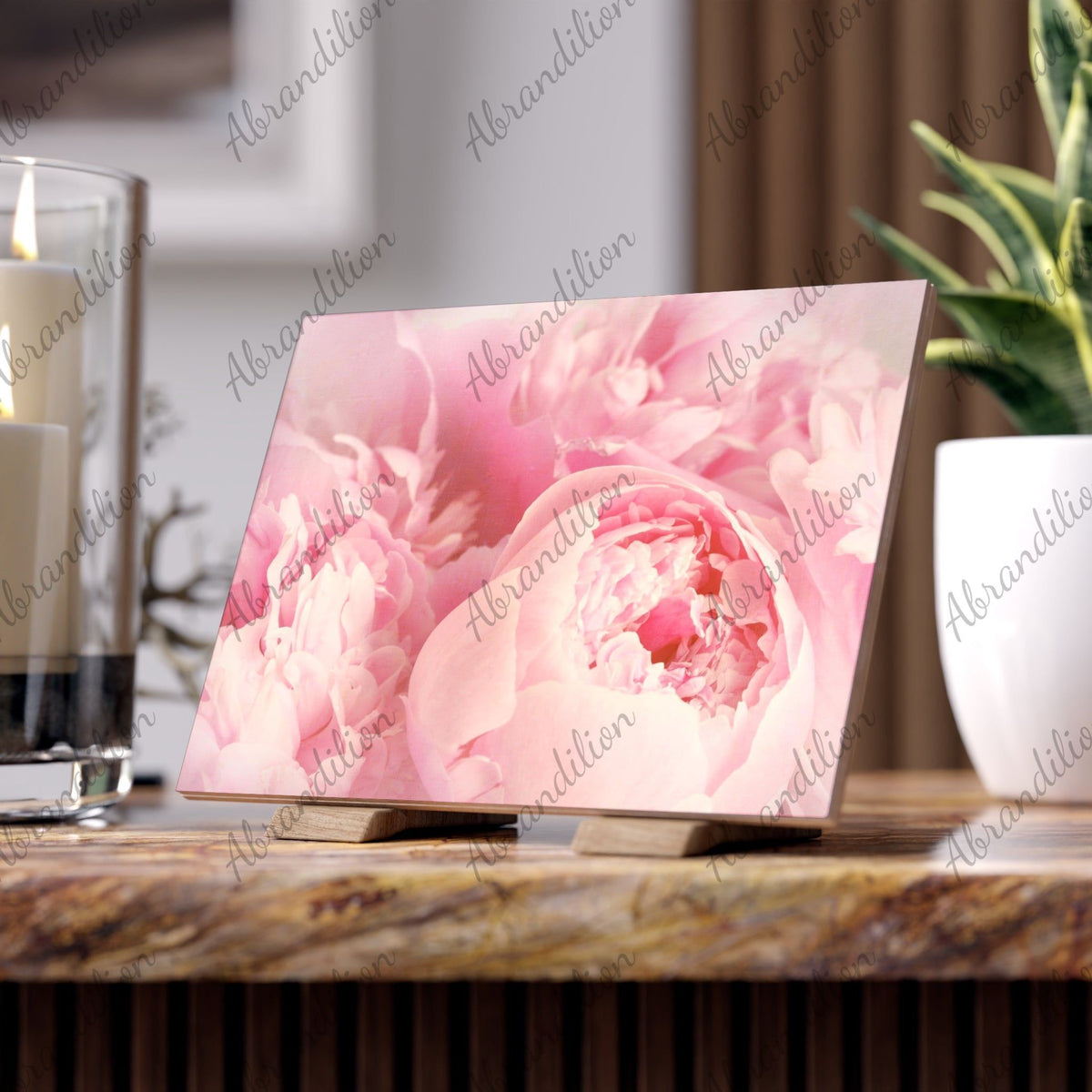 Pink Peony Ceramic Photo Tile - abrandilion