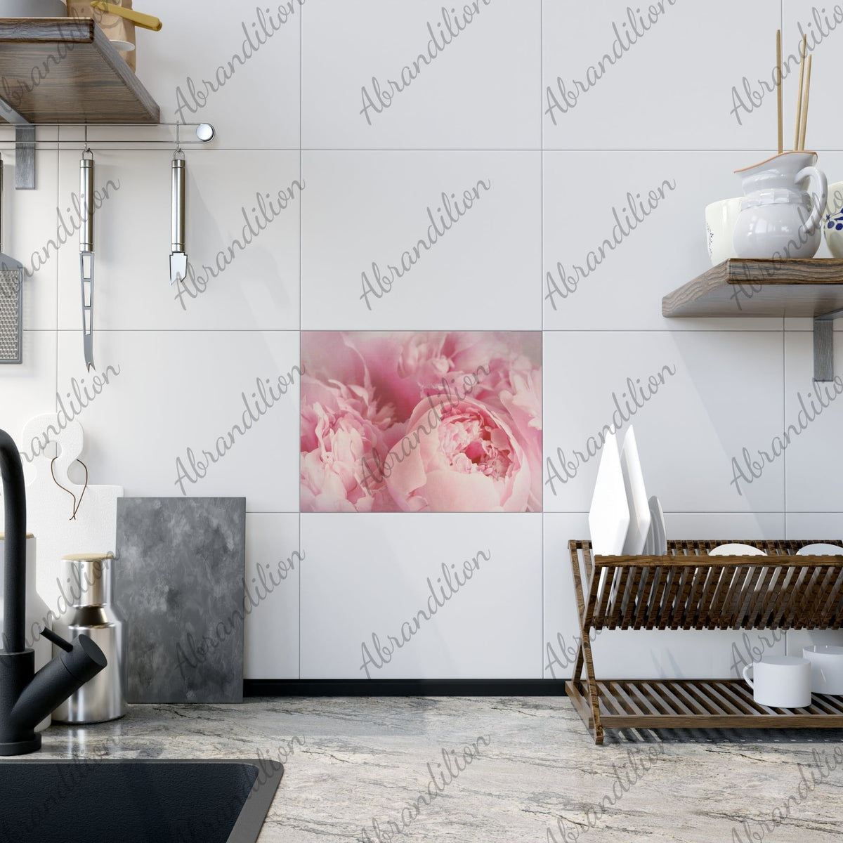 Pink Peony Ceramic Photo Tile - abrandilion