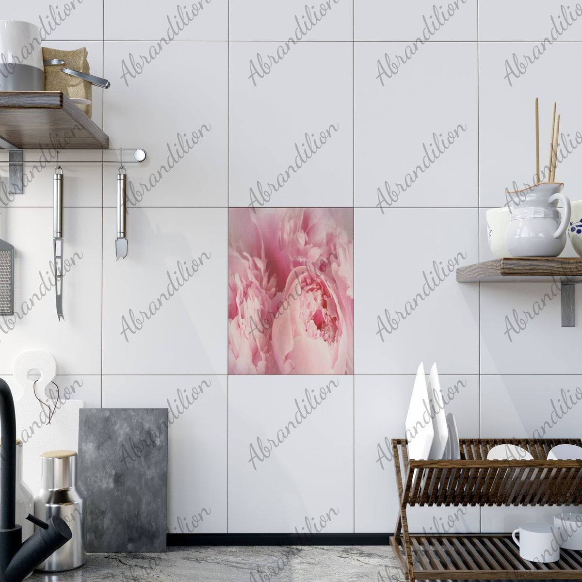 Pink Peony Ceramic Photo Tile - abrandilion