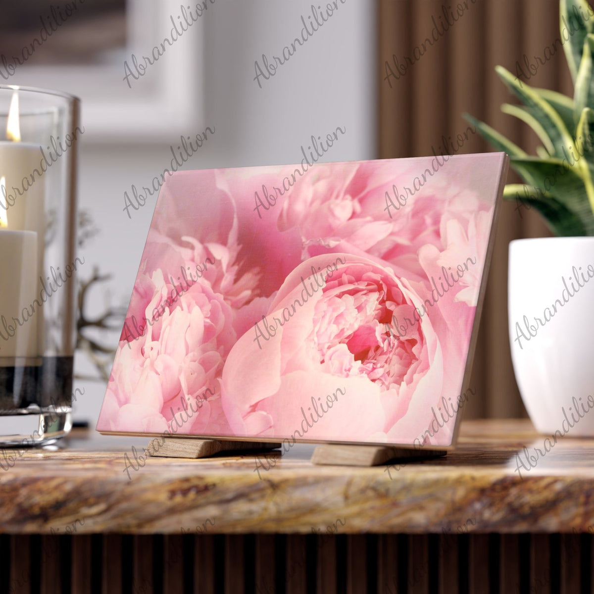 Pink Peony Ceramic Photo Tile - abrandilion