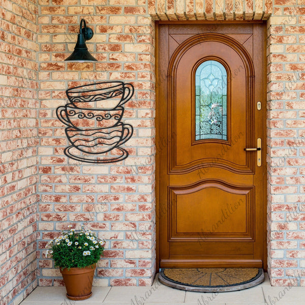 Stacked Tea Cups | Metal Wall Art - abrandilion