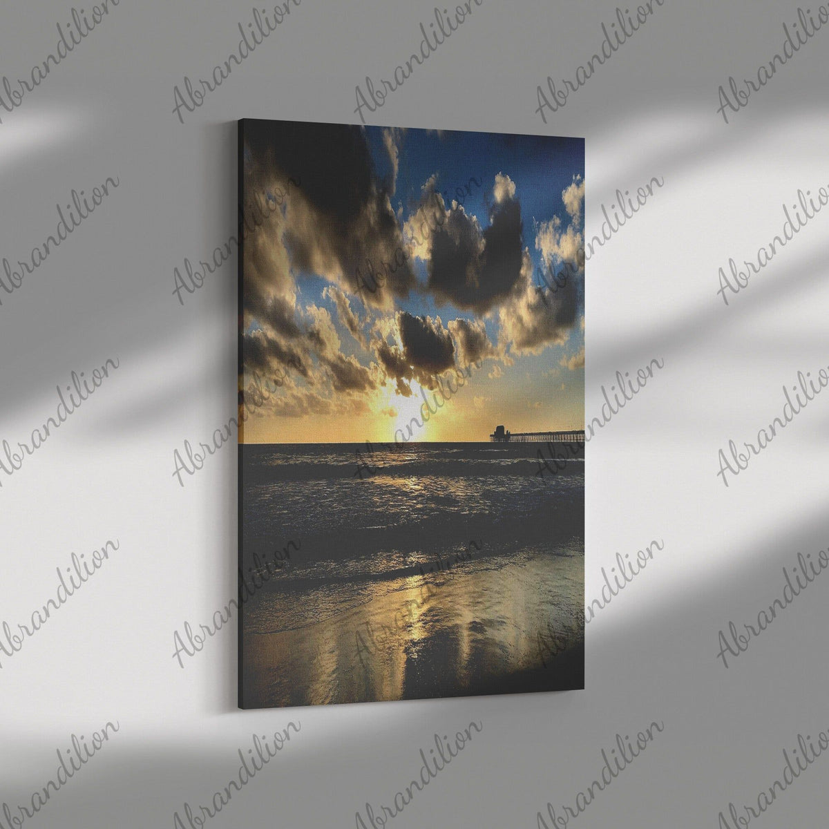 Sunset by Pier Canvas Wrap | Fade Resistant | 32"x48" - abrandilion