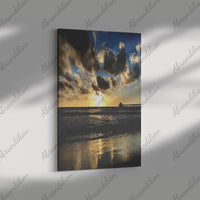 Sunset by Pier Canvas Wrap | Fade Resistant | 32"x48" - abrandilion