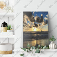 Sunset by Pier Canvas Wrap | Fade Resistant | 32"x48" - abrandilion