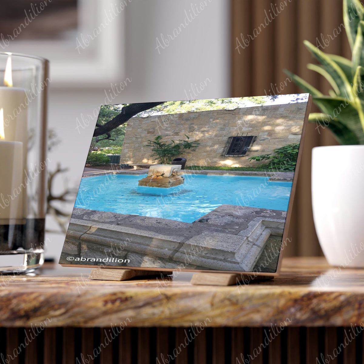 The Alamo Fountain Ceramic Photo Tile - abrandilion