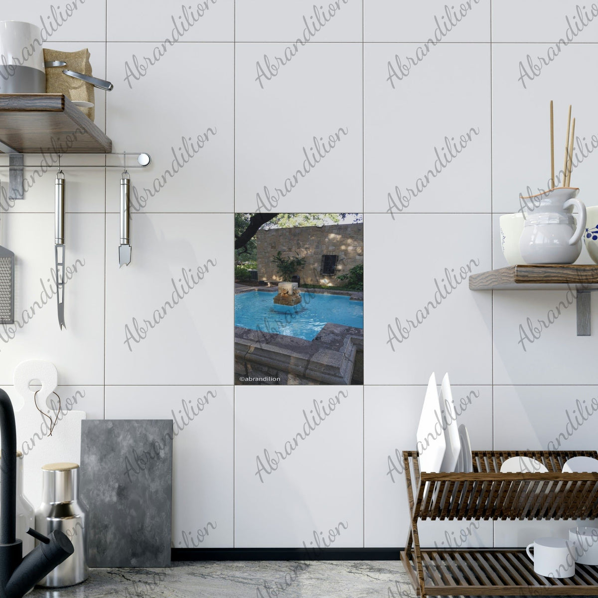 The Alamo Fountain Ceramic Photo Tile - abrandilion