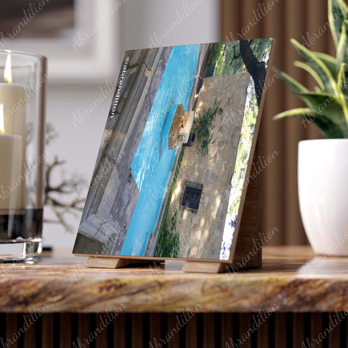 The Alamo Fountain Ceramic Photo Tile - abrandilion