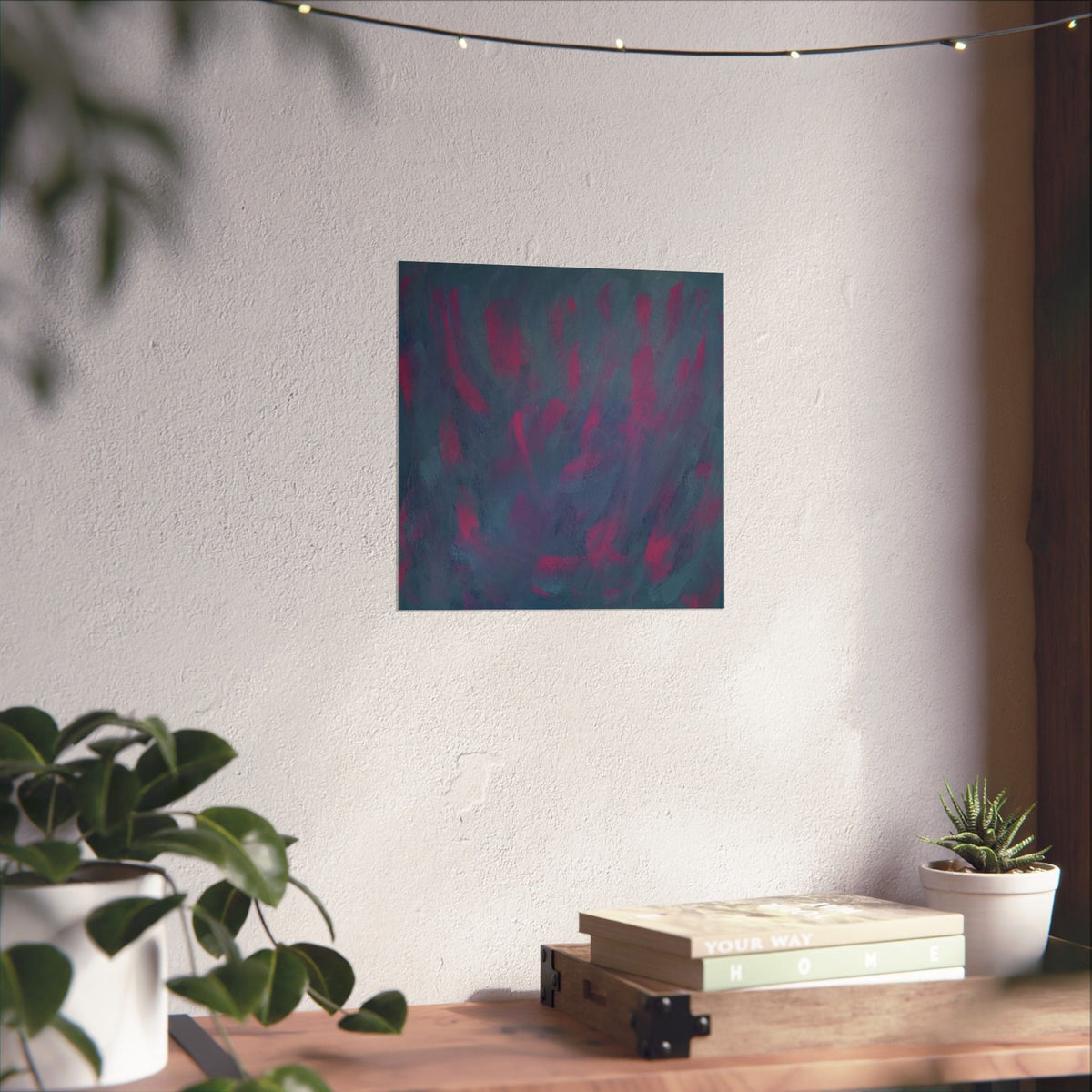 Abstract Blue & Magenta "Daydream" Matte Poster — Modern Textured Wall Art - abrandilion