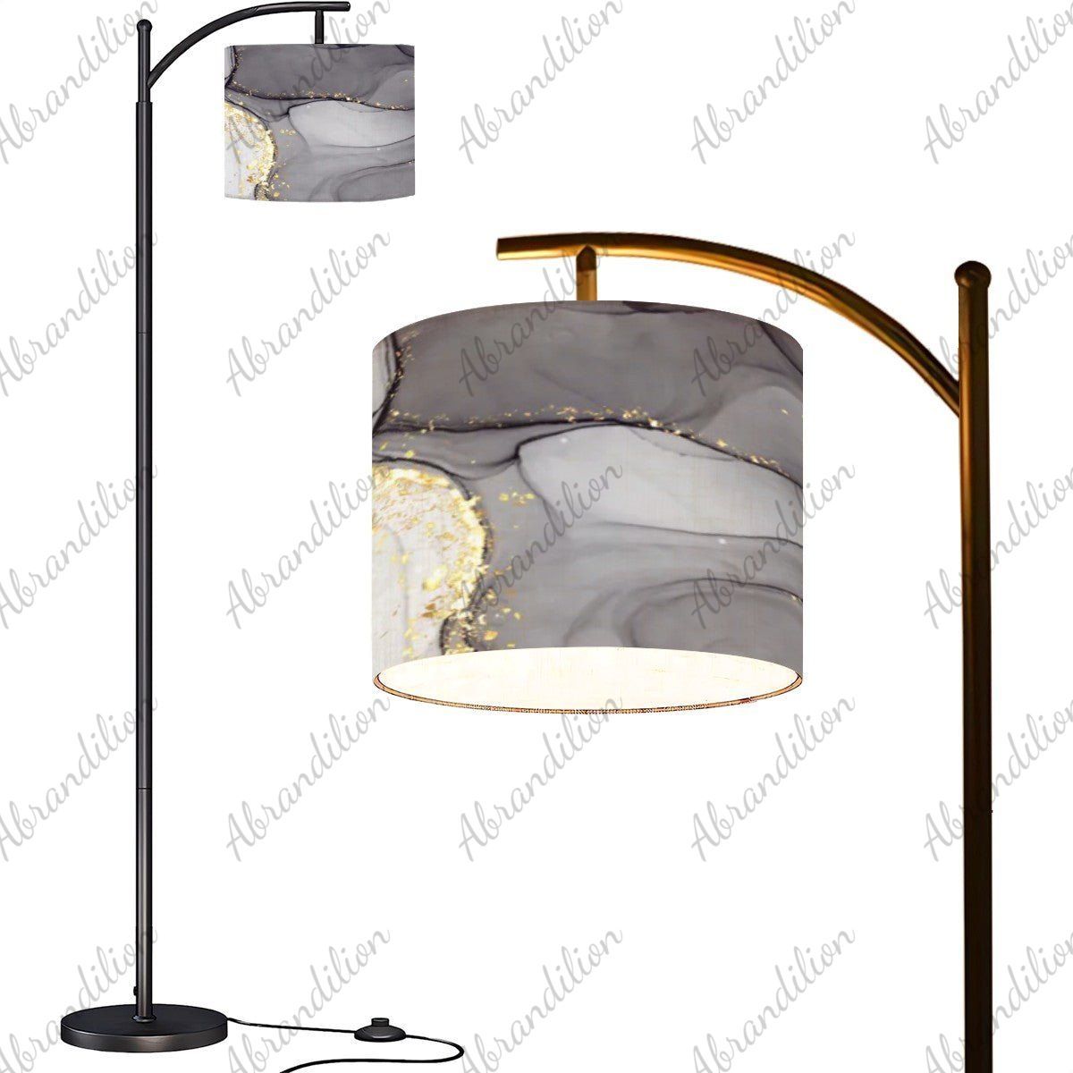 Black White and Gold - Arc Floor Lamp (Made in USA) - abrandilion