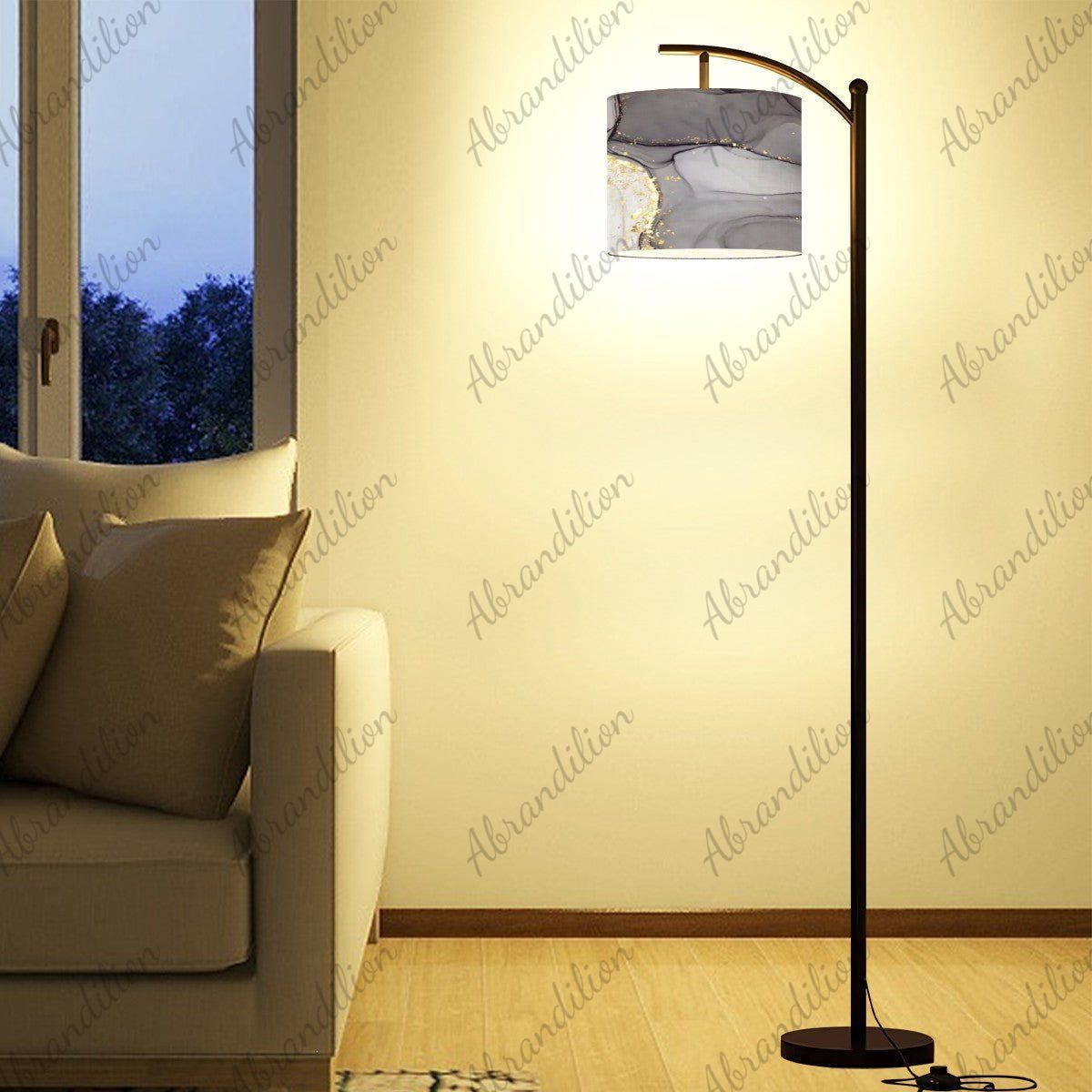 Black White and Gold - Arc Floor Lamp (Made in USA) - abrandilion