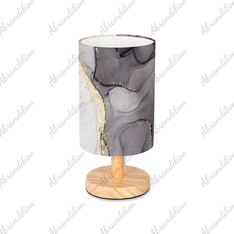 Black White and Gold Ink Flow - Table Lamp - abrandilion