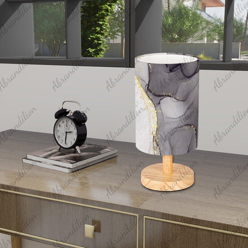 Black White and Gold Ink Flow - Table Lamp - abrandilion