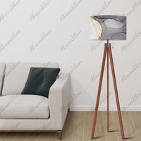 Black White and Gold Ink Flow - Tripod Floor Lamp (Made in USA) - abrandilion