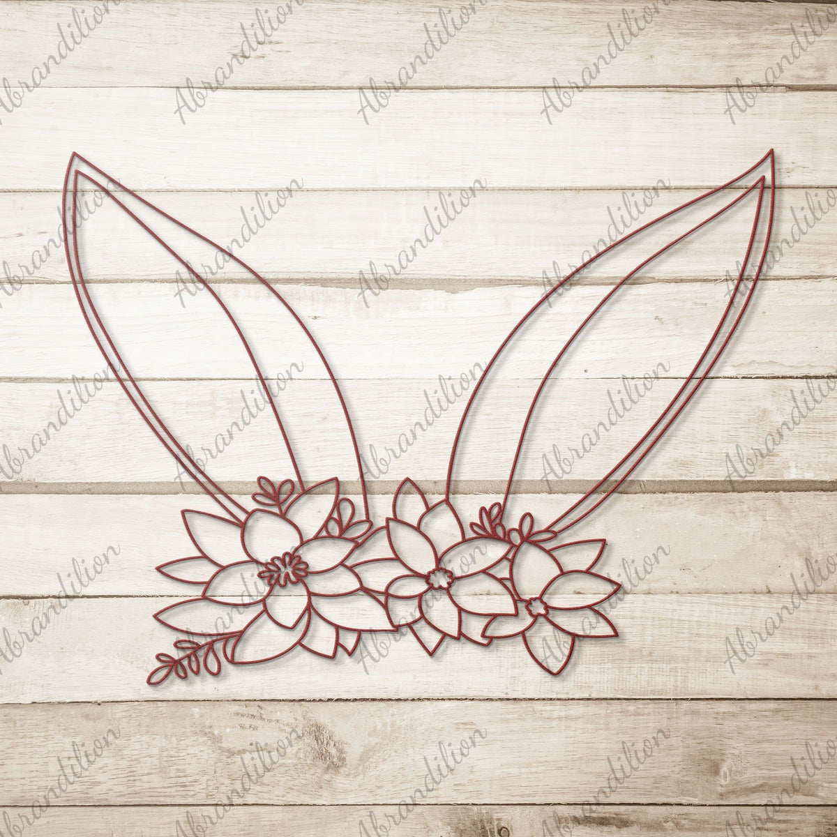 Bunny Ears with Flowers | Metal Wall Art - abrandilion