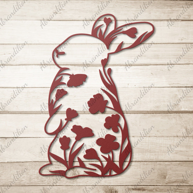 Bunny with Flowers | Metal Wall Art - abrandilion