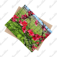 Ceramic Photo Tile - Pink Flower Blossom Wall Art (Garden Fence Floral Photo) - abrandilion