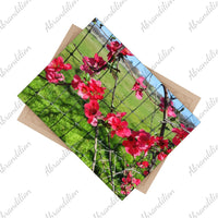 Ceramic Photo Tile - Pink Flower Blossom Wall Art (Garden Fence Floral Photo) - abrandilion