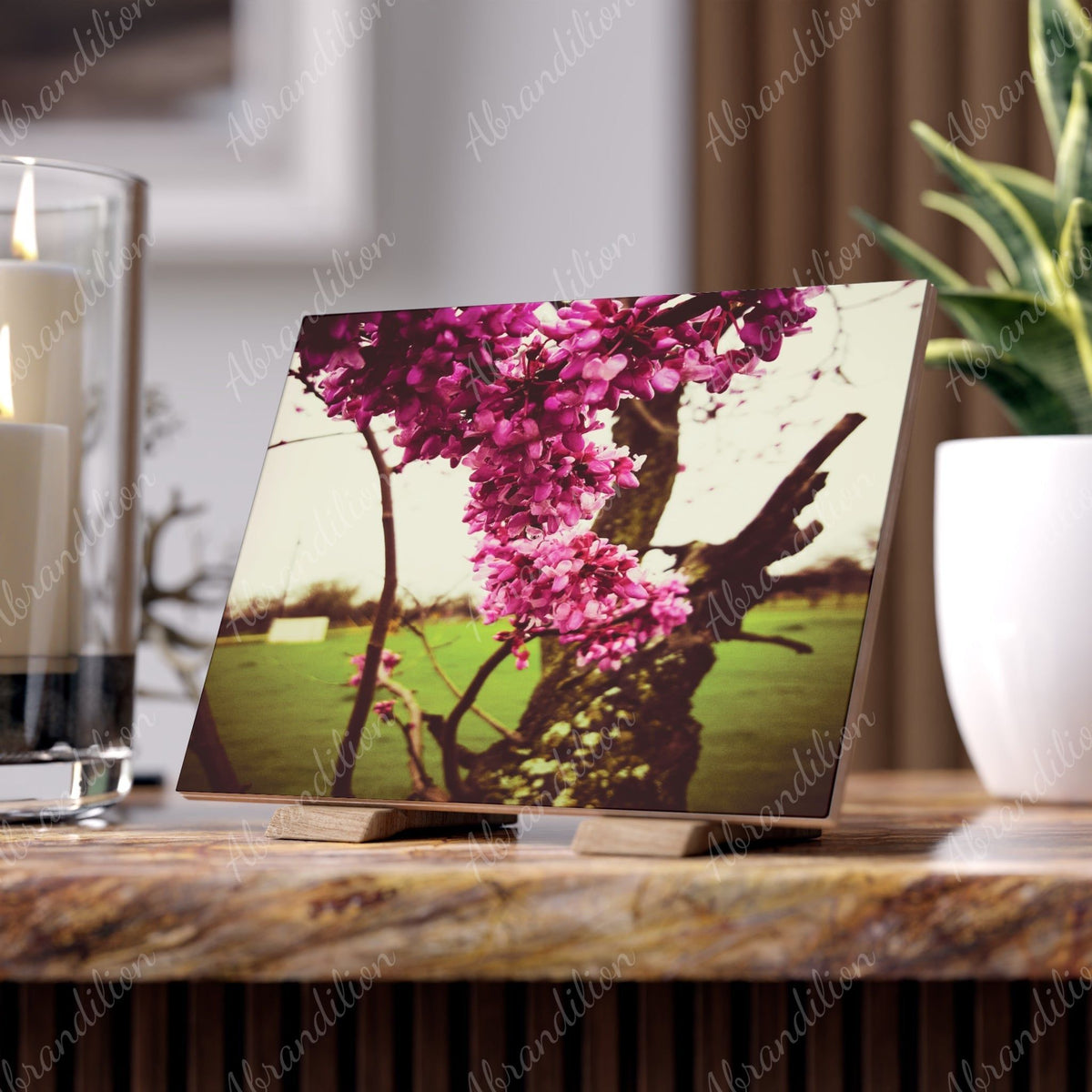 Ceramic Photo Tile — Vintage Pink Blossom Wall Art - abrandilion