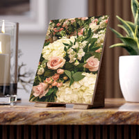 Ceramic Photo Tile — Vintage Pink Rose & Hydrangea Floral Keepsake - abrandilion
