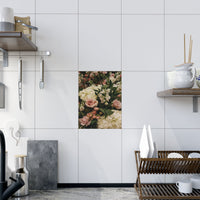 Ceramic Photo Tile — Vintage Pink Rose & Hydrangea Floral Keepsake - abrandilion