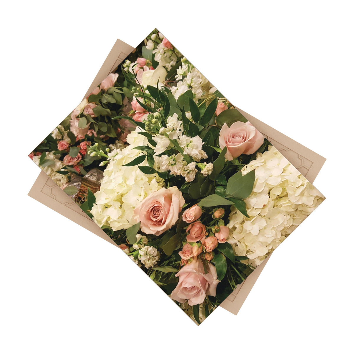 Ceramic Photo Tile — Vintage Pink Rose & Hydrangea Floral Keepsake - abrandilion