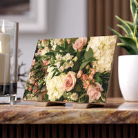 Ceramic Photo Tile — Vintage Pink Rose & Hydrangea Floral Keepsake - abrandilion