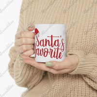 Christmas Ceramic Mug, Santa's Favorite, Holiday Coffee Cup - Festive Xmas Gift, 11oz, 15oz, Decorative Hot Cocoa Mug, Winter Tea Cup - abrandilion