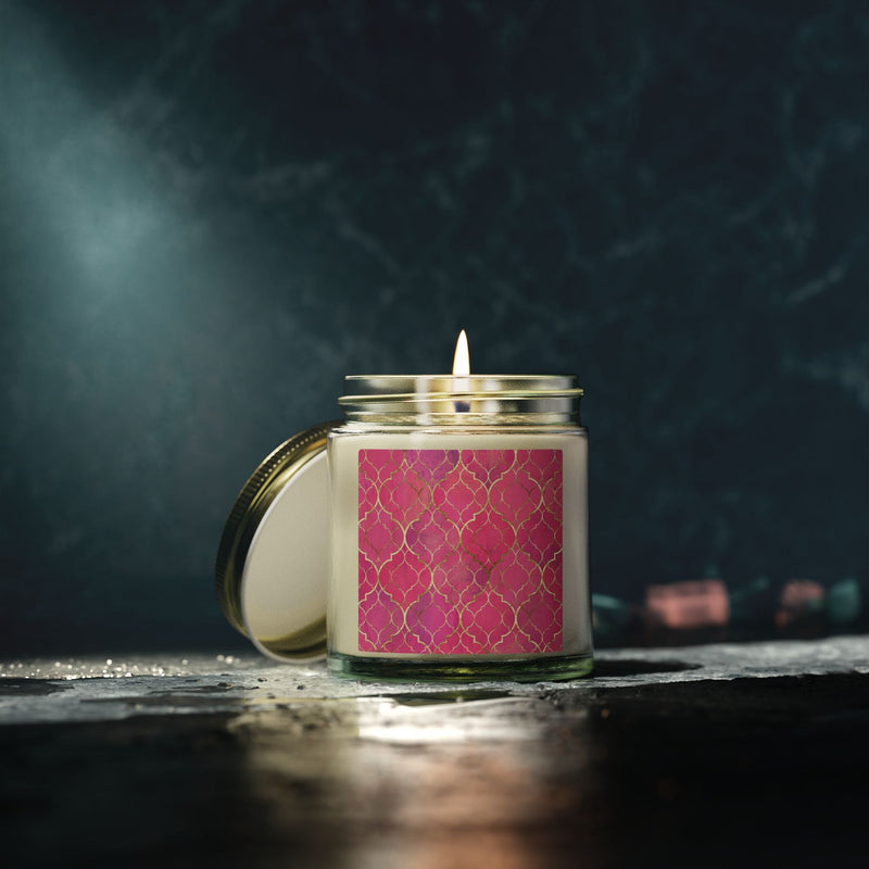 Coconut Apricot Soy Candle — Pink Moroccan Tile Scented Jar (4oz & 9oz) - abrandilion