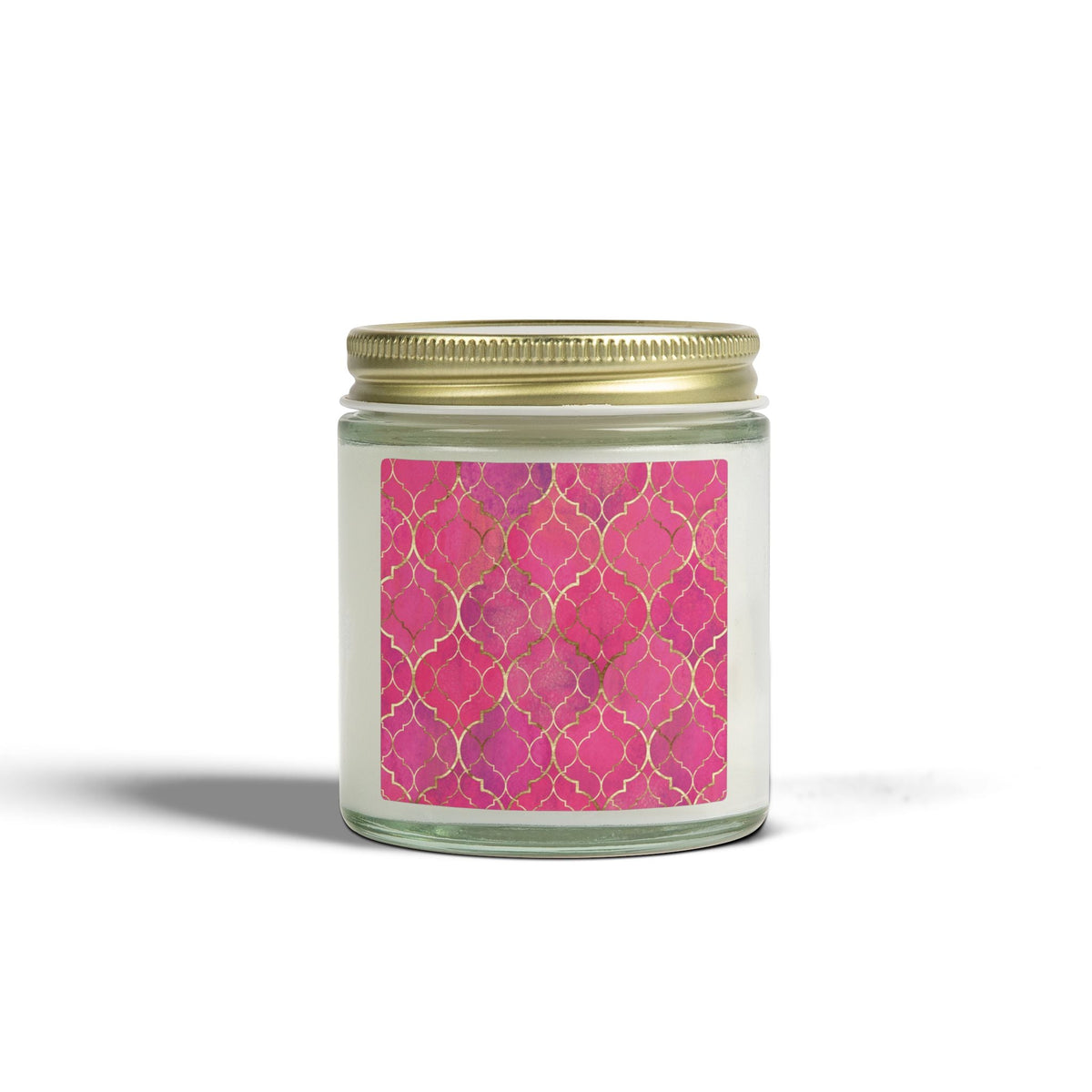Coconut Apricot Soy Candle — Pink Moroccan Tile Scented Jar (4oz & 9oz) - abrandilion